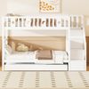 Merax Etagenbett 90x200cm mit Ausziehbett, Kinderbett Hochbett mit Treppe, Stockbett Holzbett mit Lattenrost und Rausfallschutz, Weiß Bild 3