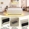 Merax Einzelbett 90 x 200 cm, Polsterbett, mit LED-Beleuchtung, mit Hydraulikmechanismus, mit USB- und Typ-C-Anschlüssen, Ablagefach, Ablagen für Gegenstände, Leinen, beige Bild 3