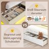 Merax Einzelbett 90 x 200 cm, Polsterbett, mit LED-Beleuchtung, mit Hydraulikmechanismus, mit USB- und Typ-C-Anschlüssen, Ablagefach, Ablagen für Gegenstände, Leinen, beige Bild 5