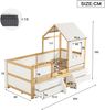 Merax Etagenbett, Hochbett Hausbett 90x200cm mit 4 Schubladen und kleine Treppe, weiß & holzfarbe Bild 4