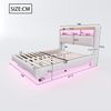 Merax Polsterbett 160*200 aus Leinenstoff, Abgehängtes Design, multifunktionales Stauraumbett mit LED-Licht, USB- und TYPE-C-Schnittstelle Beige Bild 4
