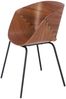 Stuhl Gossip aus Nussbaum Schichtholz und Metall, modern, braun mit schwarzem Gestell, robust und pflegeleicht Bild 2