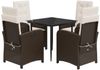 vidaXL 5-tlg. Garten-Essgruppe mit Kissen Braun Poly Rattan 3212331 Bild 2