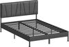 Polsterbett 140 × 200 cm, Bettgestell, Doppelbettgestell mit Gepolstertem Kopfteil, Doppelbett mit Lattenrost aus Metall, Bettgestell Geeignet fürs Schlafzimmer, Dunkelgrau Bild 2