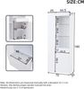Merax 180cm Vitrine mit Schubladen, Vitrine Hochglanz, Glasvitrine mit LED-Beleuchtung, Hochschrank, Highboard Mit Schrank , Standvitrine, Weiß Bild 4