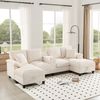 Merax Geräumiges 4-Sitzer-Sofa in U-Form mit Stauraum, übergroßem Cordstoff und Kissen, Getränkehaltern aus Edelstahl und zwei USB-Anschlüssen, beige Bild 3