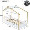 Novelux Kinderbett Hausbett 90x190 cm mit Lattenrost, FSC Holzbett aus Kiefer, MDF und Spanplatte, Weiß/Natur, Außenmaße 207 x 95 x 155,5 cm Bild 2
