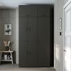 Roomart Waschmaschinenschrank - DORA-I- 115 cm breit - Wasch- & Trocknerschrank mit Türen & Ausziehbrett, Waschmaschinen-Überbau für Waschküche & Hauswirtschaftsraum • Schwarz-Eiche Bild 5