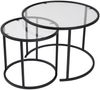 Dmora Set mit 2 Couchtischen Xaden, Niedriger Wohnzimmertisch, Kaffeeregal, Couchtisch für Sofa, 60x60 h43 cm, Schwarz und Transparent Bild 1