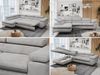 Mks Möbel 'Peter L-form' Ecksofa mit Bettfunktion, Bettkasten & einstellbaren Kopfstützen, Hellgrau, Velours, mit Topper, links Bild 2