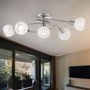 LED Deckenleuchte, 5 Flammig, Glas weiß, Nickel matt, L 62,4 Bild 4