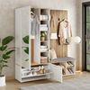 Merax Garderoben-Set Garderobenset, Schuhschrank mit Klappen, Sitzbank, (1-St, Kleiderschrank mit ausziehbarer Kleiderstange, 4 Haken, Spiegel), Garderobenständer Bild 3
