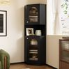 Badschrank Ecke 45x45x166,5 cm, schwarz, mit Lichtleiste und Glastür Bild 3