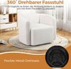 Relaxsessel Drehsessel mit breiter Sitzfläche & 360° drehbarem Metallfuß 83 x 70 x 65 cm Weiß Bild 5