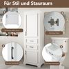 Flieks Mehrzweck-Hochschrank 180 cm, Badschrank aus MDF mit 2 Türen, 2 Schubladen und verstellbaren Einlegeböden, für Bad, Weiß Bild 5