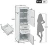 Flieks Mehrzweck-Hochschrank 180 cm, Badschrank aus MDF mit 2 Türen, 2 Schubladen und verstellbaren Einlegeböden, für Bad, Weiß Bild 4
