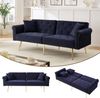 Schlafsofa in Blau mit verstellbarer,vergoldete Metallfüße, 3 Stufen Rückenlehne, 2 flauschige Sofakissen, versteckter Stauraum Bild 3