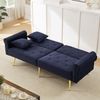 Schlafsofa in Blau mit verstellbarer,vergoldete Metallfüße, 3 Stufen Rückenlehne, 2 flauschige Sofakissen, versteckter Stauraum Bild 2