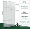 Simurq Glasvitrine Standvitrine aus gehärtetes Glas,Vitrinenschrank Glas mit beleuchtung (Standvitrinen mit 2 Glastür und 4 Lagen,Glasschrank mit Schloss) Sammlervitrine mit Kippsicherung,Modernes rahmenloses Design Bild 2