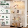 Simurq Glasvitrine Standvitrine aus gehärtetes Glas,Vitrinenschrank Glas mit beleuchtung (Standvitrinen mit 2 Glastür und 4 Lagen,Glasschrank mit Schloss) Sammlervitrine mit Kippsicherung,Modernes rahmenloses Design Bild 3