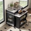 Merax Kücheninsel mit Rollen, Ausziehbarer Esstisch mit abnehmbarer Tischplatte, Bartisch mit Steckdosenleisten, dient als Kücheninsel, Anrichte, Sideboard oder Bartisch (Schwarz) Bild 5