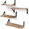 OKWISH Wandregal 4er Set Wandregale Schweberegal Bücherregal Hängeregal Wand Regal Holz, Wandboard Badezimmerregal Schweberegale Bücherregale Hängeregale 4-tlg, Massivholz Regale Küche Wohnzimmer Schlafzimmer Pflanzen CDs Deko usw Bild 5