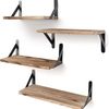 OKWISH Wandregal 4er Set Wandregale Schweberegal Bücherregal Hängeregal Wand Regal Holz, Wandboard Badezimmerregal Schweberegale Bücherregale Hängeregale 4-tlg, Massivholz Regale Küche Wohnzimmer Schlafzimmer Pflanzen CDs Deko usw Bild 4
