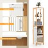 Badezimmerschrank schmal mit Lamellentür und verstellbarem Regal Badschrank Bambus Natur Bild 5