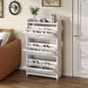 Schuhschrank B 70 x T 30 x H 120 cm, aus MDF in Weiß, mit 3 Klapptüren und verstellbaren Fächern Bild 5