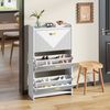 Schuhschrank B 70 x T 30 x H 120 cm, aus MDF in Weiß, mit 3 Klapptüren und verstellbaren Fächern Bild 2