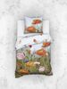 Heckett & Lane Mako-Satin Bettwäsche 155x220 Sonja Blumen Wiese orange rosa Bild 3