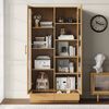 Vitrinenschrank mit Glasfront, Push-To-Open Schublade und Anti-Kipp-Sicherung,Aufbewahrungsschrank mit 4+5 Regalfächern Bild 3