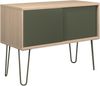 MultiRange Sideboard, natürliche Eiche, Schiebetüren aus Stahl, 4 Stahlfüße, Maße: H 752 x B 1000 x T 450 mm, Farbe: natürliche Eiche/olivgrün Bild 2