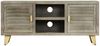 vidaXL TV-Schrank Massivholz Mango Grau mit Messing 110x30x48 cm 246681 Bild 2