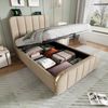Polsterbett 90×200 cm mit hydraulischem Bettkasten, USB-C, Metallakzenten, Beige, mit Matratze Bild 2