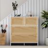 Kommode mit Rattanfronten, 4 Schubladen, 80 x 38 x 80 cm, Natur/Weiß Bild 3