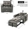 Merax 3-in-1 Ausziehbares Einzel-Schlafsofa – Mit Getränkehaltern und Handyhalter, Sofa-Liegestuhl, Schlafstuhl, Sessel, Dunkelgrau Bild 4