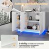 REDOM Sideboard Anrichte Weiß Hochglanz Wohnzimmerschrank (Buffetschrank, Küchenmöbel, Anrichte, Wohnzimmerschrank, 1 St, 3 Türen), mit LED-Licht Bild 2