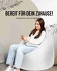 PATCH HOME Sitzsack Tropfenform –XXXL – Weiss, bequemer Sitzsack aus Luxus-Polyester-Gewebe, bereits befüllt Bild 2