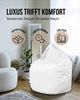 PATCH HOME Sitzsack Tropfenform –XXXL – Weiss, bequemer Sitzsack aus Luxus-Polyester-Gewebe, bereits befüllt Bild 5