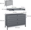 Wickelkommode Ajaton Grau 133 x 98.4 cm mit 3 Schubladen Vitalispa Bild 3