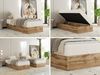 Boxspringbett, Einzelbett WOOD ZERO 90 x 200 cm, Hotelbett ohne Kopfteil, Bett mit Stauraum, 7-Zonen Multipocket-Matratze - Beige Cordstoff - H4 - Topper Visco Bild 2
