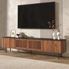 Merax 190cm TV-Schrank, TV-Ständer, TV-Paneel, niedrigerer TV-Ständer, Nussbaum Bild 5