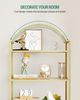 Regal, Bücherregal aus gehärtetem Glas, schlankes Regal für Schlafzimmer, Badezimmer, Heimbüro, Stahlrahmen, 6 Ablagen Gold Bild 4
