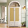Flieks Kleiderschrank Garderobenschrank 78x45x181cm mit 2 Schubladen und 2 Türen, Rattan Bild 2