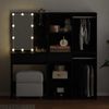 vidaXL LED Schminktisch Set Schwarz Eichen-Optik 140 x 40 x 140 cm 3333044 Bild 4