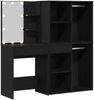 vidaXL LED Schminktisch Set Schwarz Eichen-Optik 140 x 40 x 140 cm 3333044 Bild 5