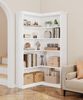 GarveeMore Bücherregal 5-stöckiges,Eck-Bücherregal, L-förmiges Holz Eckregal, Bauernhaus-Bücherregal,Aufbewahrung,Ausstellungsregal,Wohnzimmer Bild 4