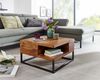 Couchtisch Sheesham Massivholz Metall 60x60x34,5cm mit Stauraum Modern Quadratisch Bild 5