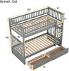 Etagenbett 90×200 cm mit Rausfallschutz, 2 Schubladen und Umbaufunktion zu 2 Einzelbetten, Grau, ohne Matratze Bild 5